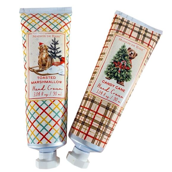 Maison de Base Hand Cream Set of 2 Holiday Scent Toasted Marshmallow Candy Cane - Picture 1 of 4